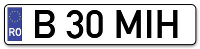 Placuta inmatriculare numar auto  B-30-MIH, B 30 MIH, B30MIH