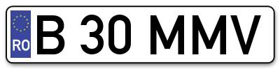 Placuta inmatriculare numar auto  B-30-MMV, B 30 MMV, B30MMV