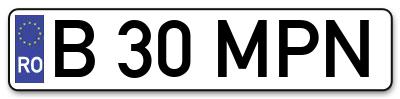 Placuta inmatriculare numar auto  B-30-MPN, B 30 MPN, B30MPN