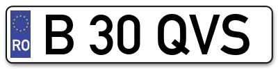 Placuta inmatriculare numar auto  B-30-QVS, B 30 QVS, B30QVS