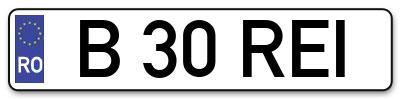 Placuta inmatriculare numar auto  B-30-REI, B 30 REI, B30REI
