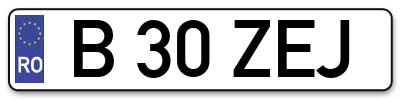 Placuta inmatriculare numar auto  B-30-ZEJ, B 30 ZEJ, B30ZEJ