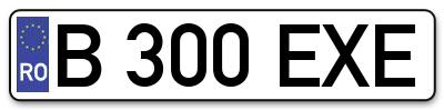 Placuta inmatriculare numar auto  B-300-EXE, B 300 EXE, B300EXE