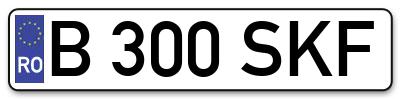 Placuta inmatriculare numar auto  B-300-SKF, B 300 SKF, B300SKF
