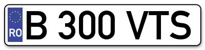 Placuta inmatriculare numar auto  B-300-VTS, B 300 VTS, B300VTS