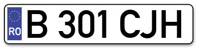 Placuta inmatriculare numar auto  B-301-CJH, B 301 CJH, B301CJH