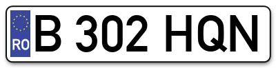 Placuta inmatriculare numar auto  B-302-HQN, B 302 HQN, B302HQN