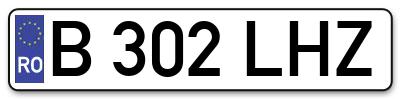 Placuta inmatriculare numar auto  B-302-LHZ, B 302 LHZ, B302LHZ