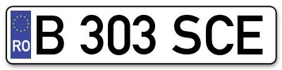 Placuta inmatriculare numar auto  B-303-SCE, B 303 SCE, B303SCE