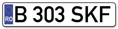 Placuta inmatriculare numar auto  B-303-SKF, B 303 SKF, B303SKF