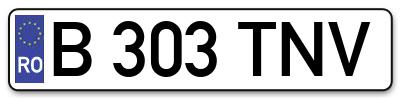 Placuta inmatriculare numar auto  B-303-TNV, B 303 TNV, B303TNV