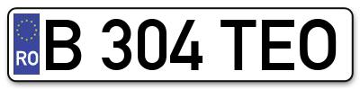 Placuta inmatriculare numar auto  B-304-TEO, B 304 TEO, B304TEO