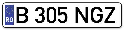 Placuta inmatriculare numar auto  B-305-NGZ, B 305 NGZ, B305NGZ