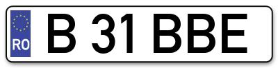 Placuta inmatriculare numar auto  B-31-BBE, B 31 BBE, B31BBE