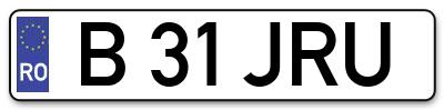 Placuta inmatriculare numar auto  B-31-JRU, B 31 JRU, B31JRU