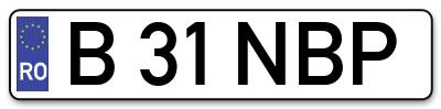 Placuta inmatriculare numar auto  B-31-NBP, B 31 NBP, B31NBP