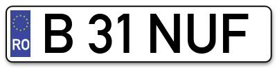 Placuta inmatriculare numar auto  B-31-NUF, B 31 NUF, B31NUF