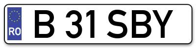 Placuta inmatriculare numar auto  B-31-SBY, B 31 SBY, B31SBY