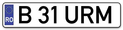Placuta inmatriculare numar auto  B-31-URM, B 31 URM, B31URM