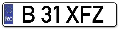 Placuta inmatriculare numar auto  B-31-XFZ, B 31 XFZ, B31XFZ