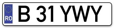 Placuta inmatriculare numar auto  B-31-YWY, B 31 YWY, B31YWY