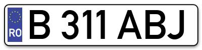 Placuta inmatriculare numar auto  B-311-ABJ, B 311 ABJ, B311ABJ