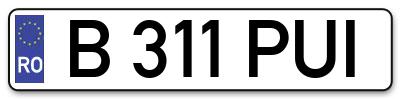 Placuta inmatriculare numar auto  B-311-PUI, B 311 PUI, B311PUI