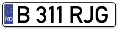 Placuta inmatriculare numar auto  B-311-RJG, B 311 RJG, B311RJG