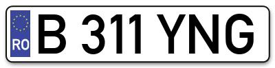 Placuta inmatriculare numar auto  B-311-YNG, B 311 YNG, B311YNG