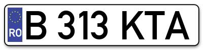 Placuta inmatriculare numar auto  B-313-KTA, B 313 KTA, B313KTA