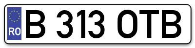 Placuta inmatriculare numar auto  B-313-OTB, B 313 OTB, B313OTB