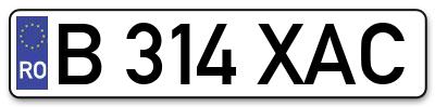 Placuta inmatriculare numar auto  B-314-XAC, B 314 XAC, B314XAC