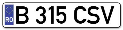 Placuta inmatriculare numar auto  B-315-CSV, B 315 CSV, B315CSV