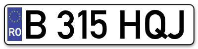 Placuta inmatriculare numar auto  B-315-HQJ, B 315 HQJ, B315HQJ