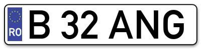Placuta inmatriculare numar auto  B-32-ANG, B 32 ANG, B32ANG