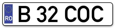 Placuta inmatriculare numar auto  B-32-COC, B 32 COC, B32COC
