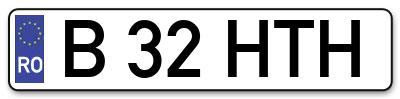 Placuta inmatriculare numar auto  B-32-HTH, B 32 HTH, B32HTH