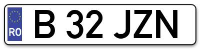 Placuta inmatriculare numar auto  B-32-JZN, B 32 JZN, B32JZN