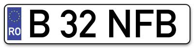 Placuta inmatriculare numar auto  B-32-NFB, B 32 NFB, B32NFB