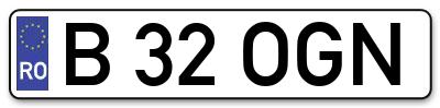 Placuta inmatriculare numar auto  B-32-OGN, B 32 OGN, B32OGN