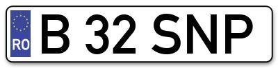 Placuta inmatriculare numar auto  B-32-SNP, B 32 SNP, B32SNP