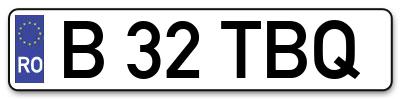 Placuta inmatriculare numar auto  B-32-TBQ, B 32 TBQ, B32TBQ