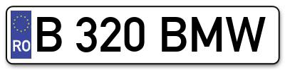 Placuta inmatriculare numar auto  B-320-BMW, B 320 BMW, B320BMW