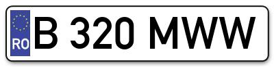 Placuta inmatriculare numar auto  B-320-MWW, B 320 MWW, B320MWW