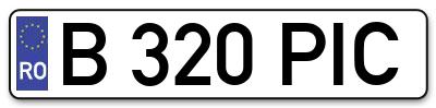 Placuta inmatriculare numar auto  B-320-PIC, B 320 PIC, B320PIC