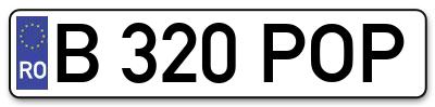 Placuta inmatriculare numar auto  B-320-POP, B 320 POP, B320POP