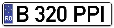 Placuta inmatriculare numar auto  B-320-PPI, B 320 PPI, B320PPI