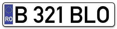 Placuta inmatriculare numar auto  B-321-BLO, B 321 BLO, B321BLO