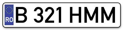 Placuta inmatriculare numar auto  B-321-HMM, B 321 HMM, B321HMM