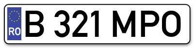 Placuta inmatriculare numar auto  B-321-MPO, B 321 MPO, B321MPO